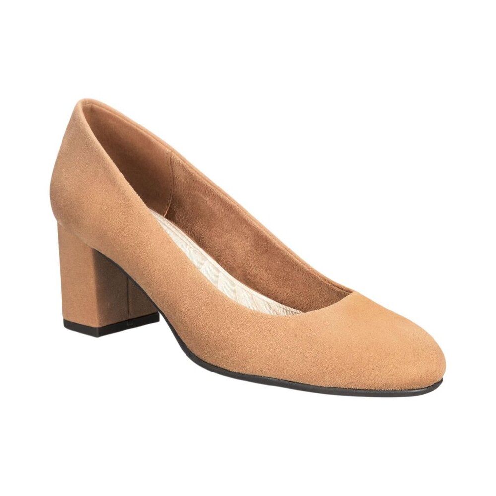 NWT Easy Street Proper Womens Block Heel Pumps PROPER Sand Suede Brown 9.5M - Picture 1 of 11